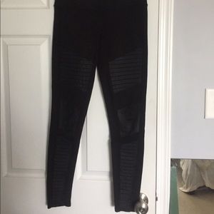 Black Moto leggings by Alo